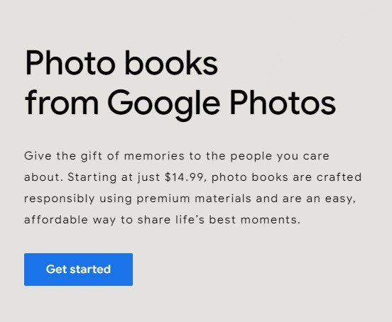Ordering a Google Photos book