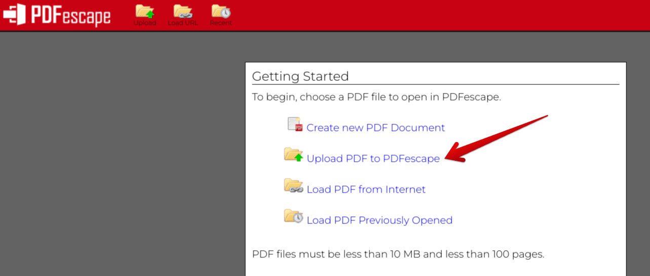 Uploading PDF to PDFescape