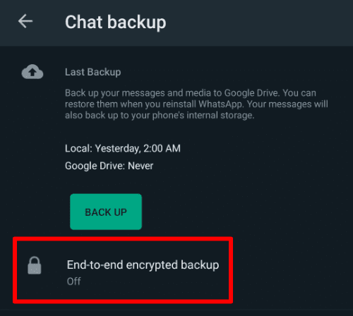 End-to-end encrypted backup