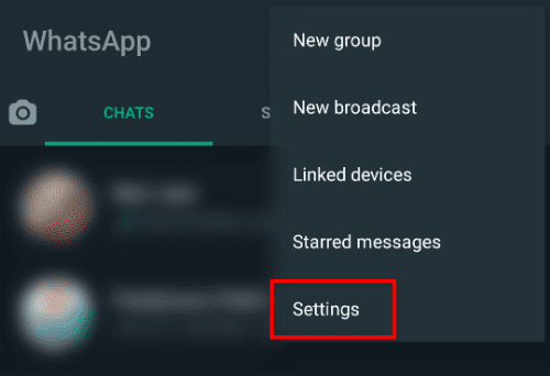 Opening WhatsApp settings