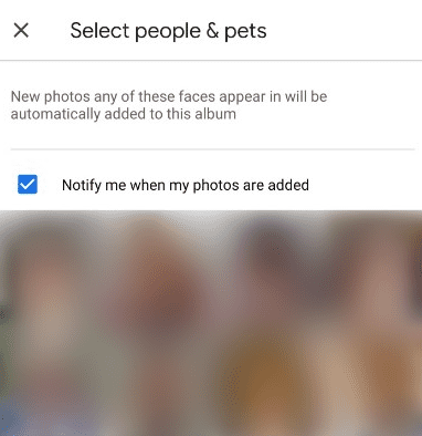 Selecting people and pets to be included
