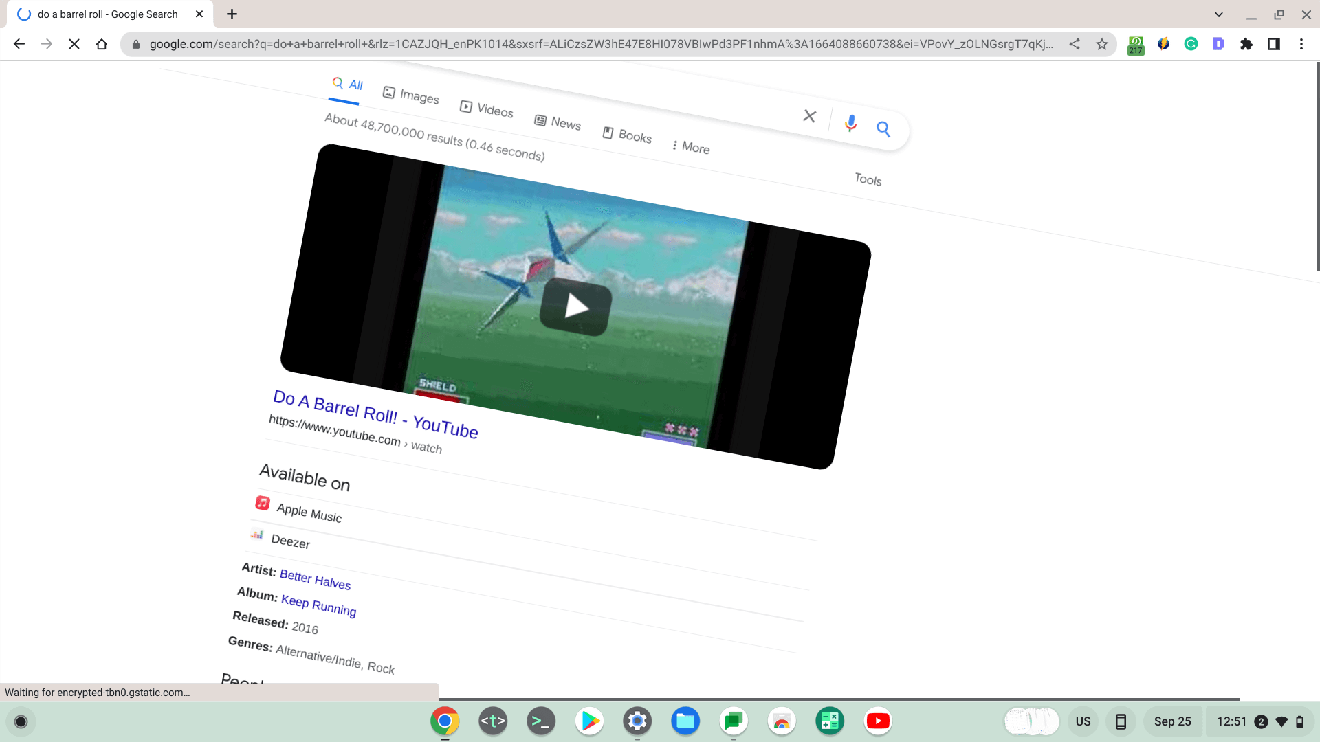 The Chrome browser pulling off a barrel roll