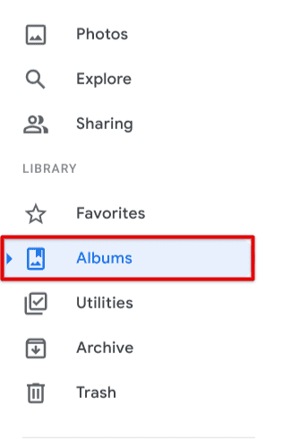 Clicking on the "Albums" button
