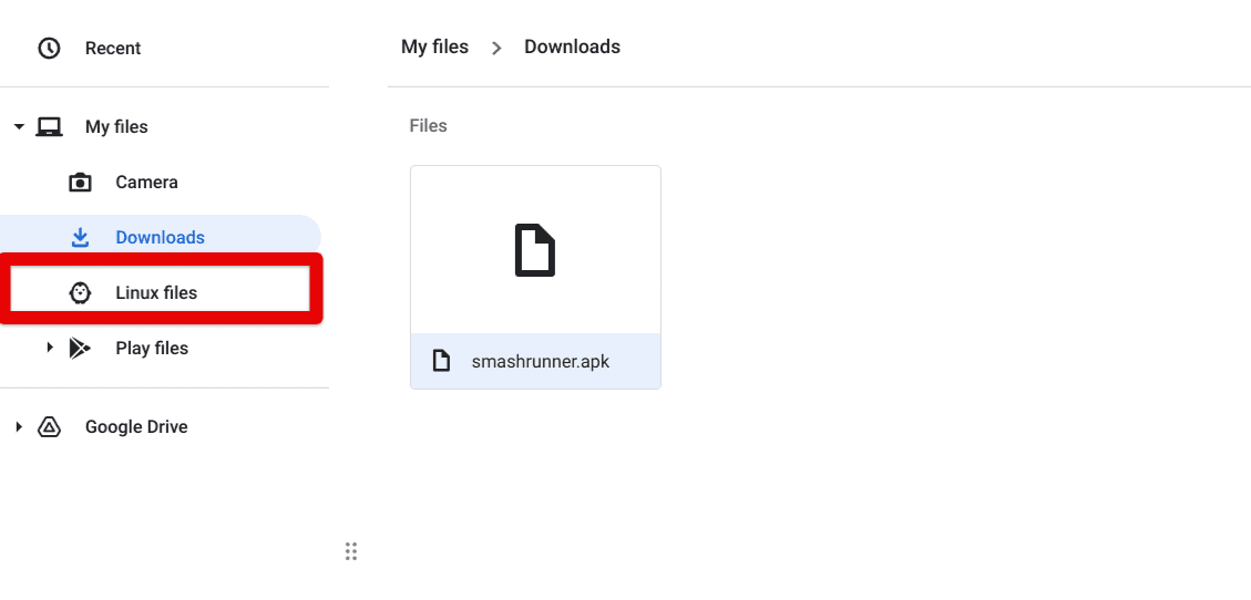 Moving the renamed APK to the Linux files folder