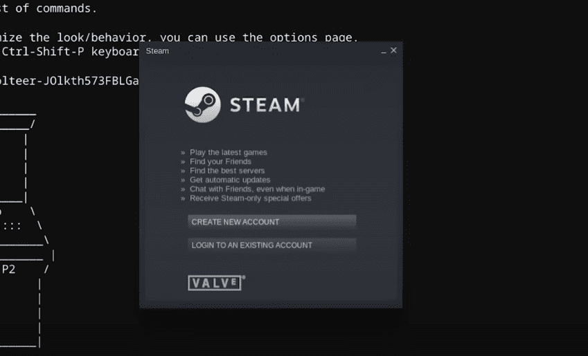 Signing into Steam alpha on ChromeOS