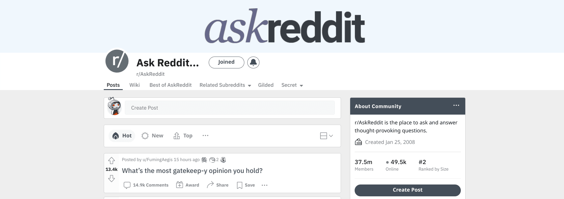 The Ask Reddit community