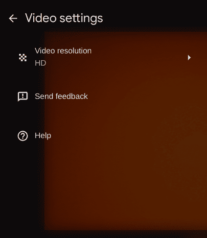 Video settings in the ChromeOS camera app
