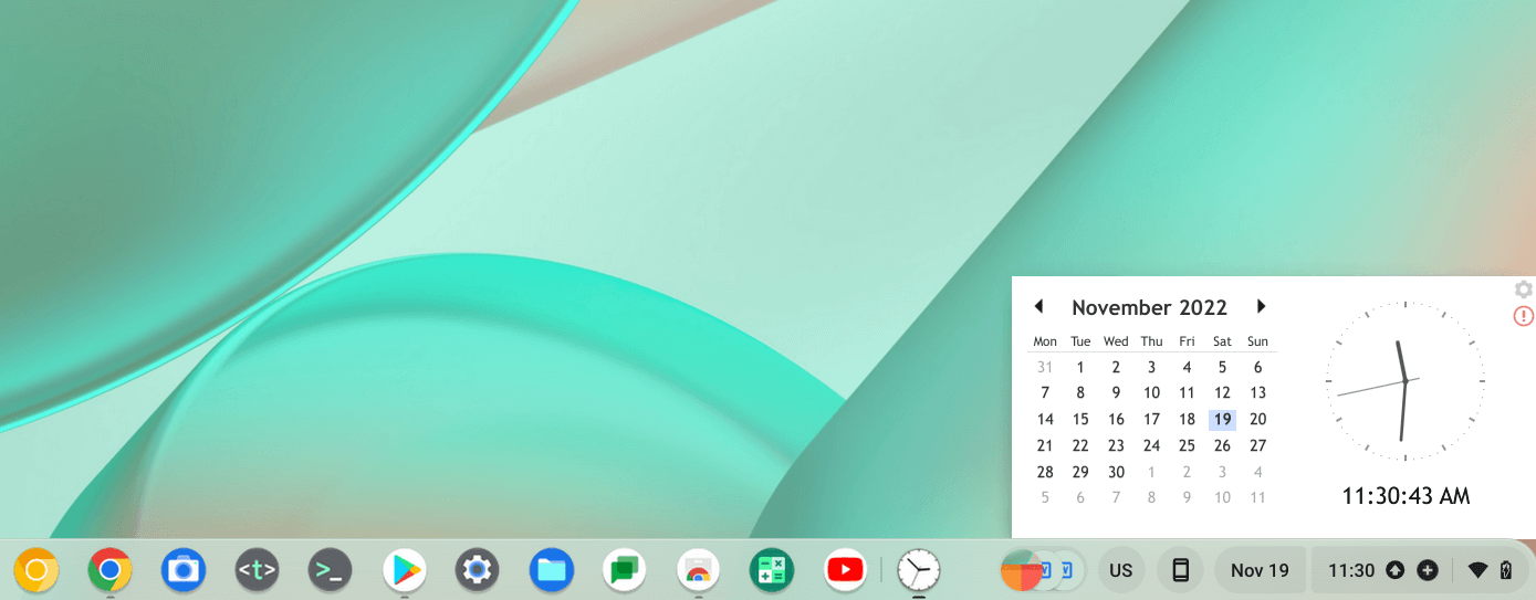 Calendar Clock widget on ChromeOS