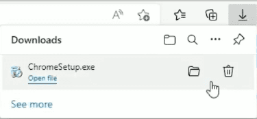 Opening the Chrome setup file