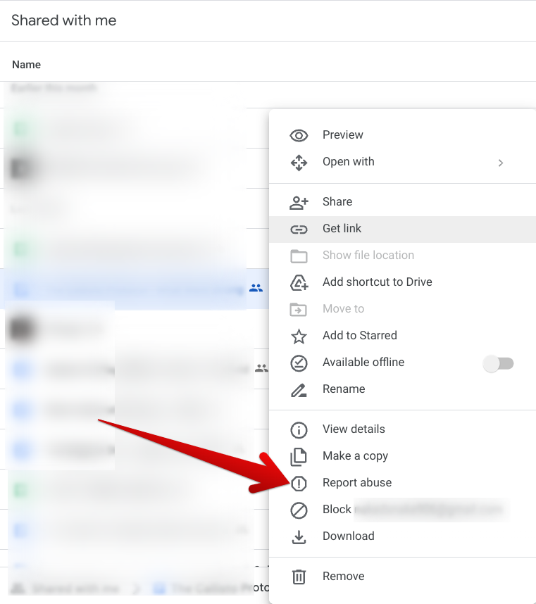 Reporting abuse in Google Drive
