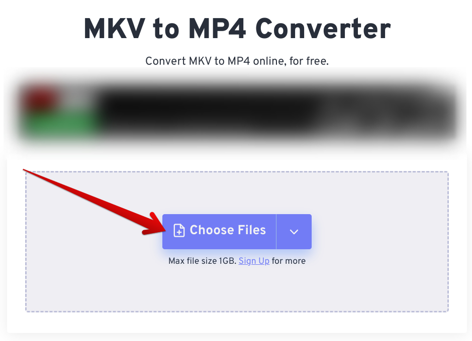 Uploading the MKV video to FreeConvert
