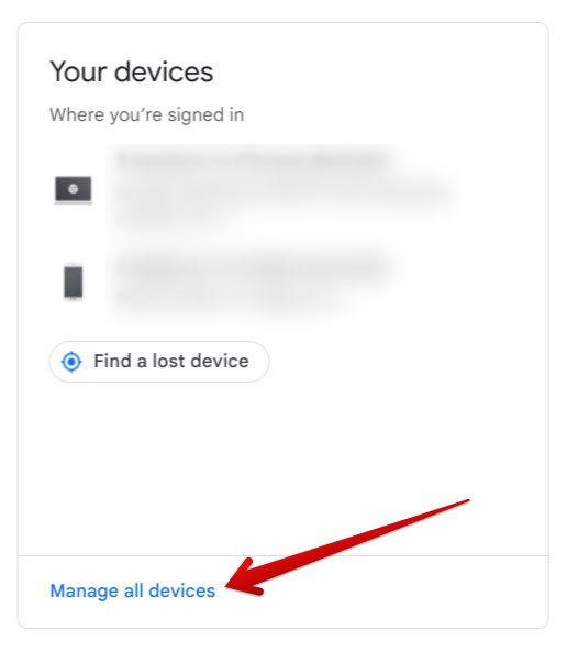 Selecting the "Manage all devices" button