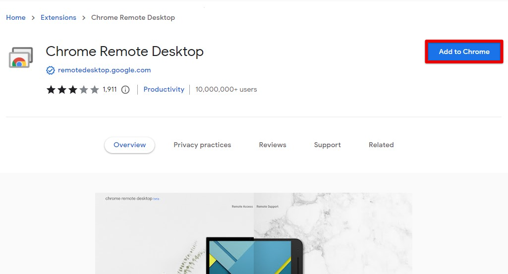 Adding Chrome Remote Desktop extension to Chrome