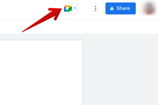 Clicking on the Google Meet icon