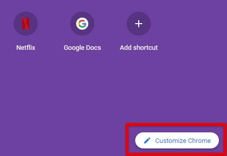 Customize Chrome button