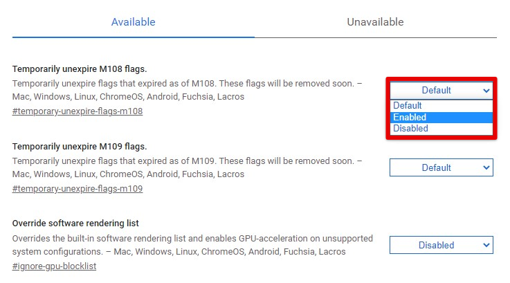 Enabling a flag on Chrome
