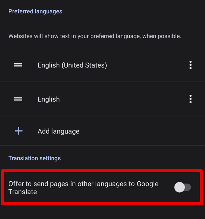 Enabling the automatic translation feature