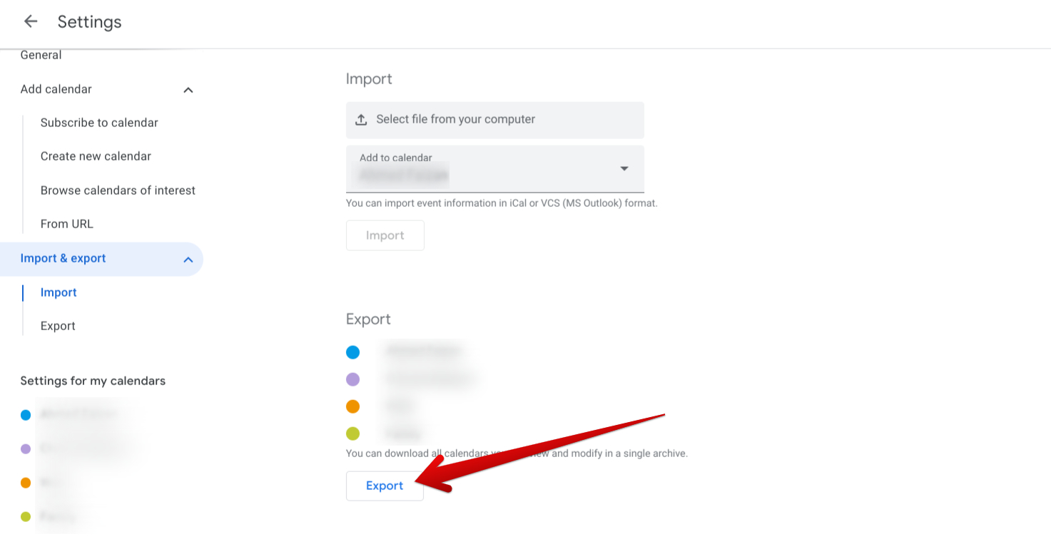 Exporting all calendars in Google Calendar
