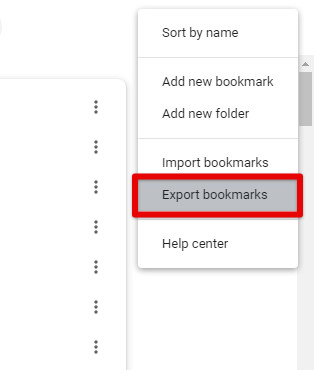Exporting bookmarks
