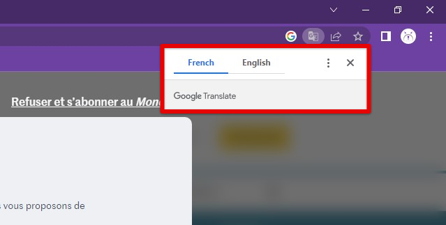 Google Chrome automatic translation feature