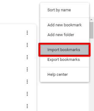 Importing bookmarks