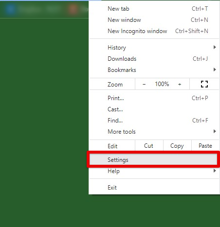 Opening Chrome settings