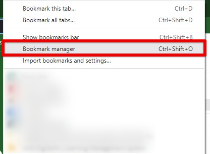 Opening bookmark manager