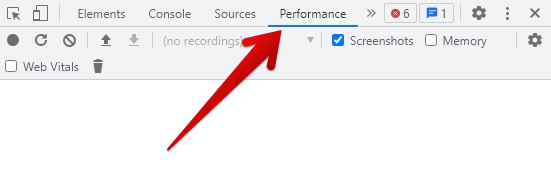 Performance tab in Chrome DevTools