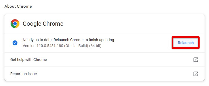 Relaunching Chrome