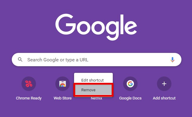 Removing a shortcut icon from the homepage