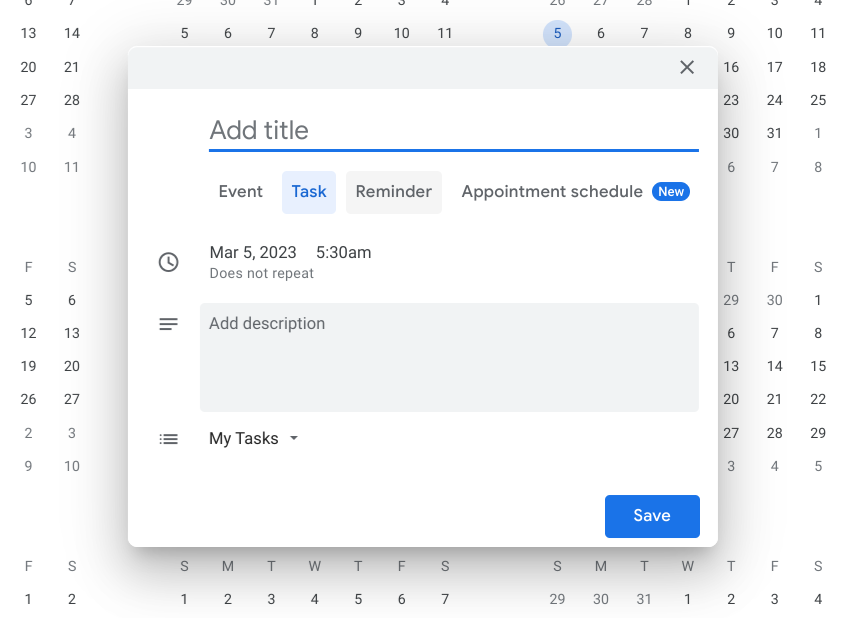Setting a task
