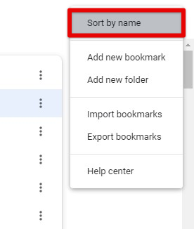 Sorting bookmarks by name