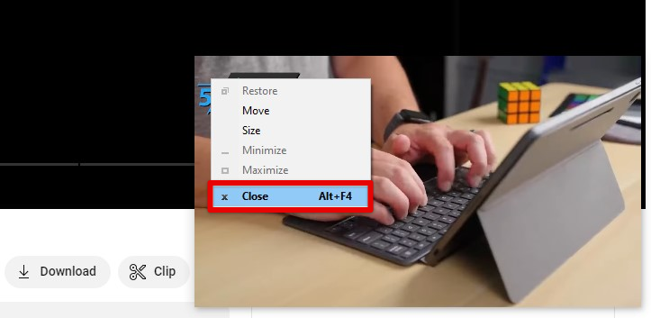 Stopping the picture-in-picture video