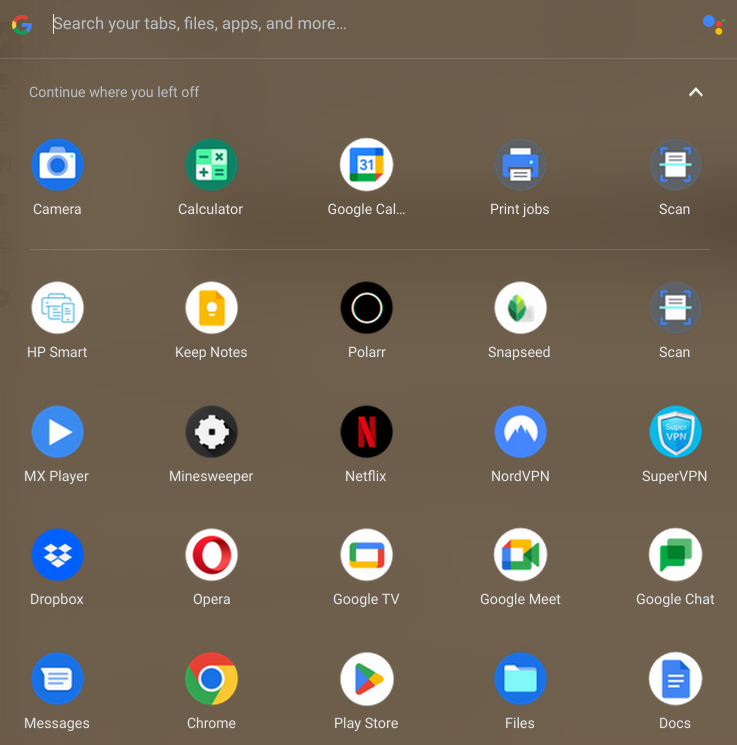 The launcher area in ChromeOS
