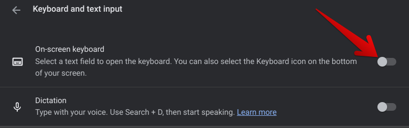 Toggling the on-screen keyboard