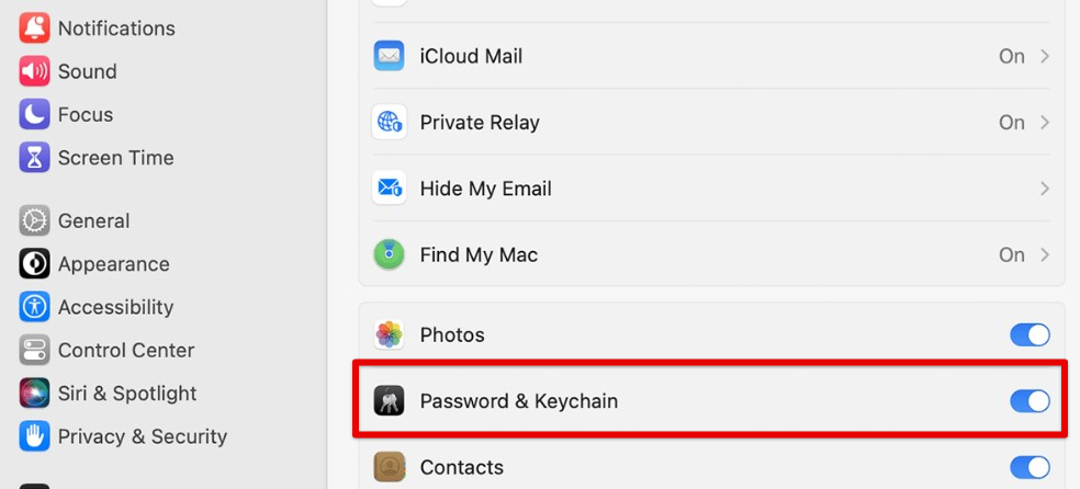 iCloud keychain