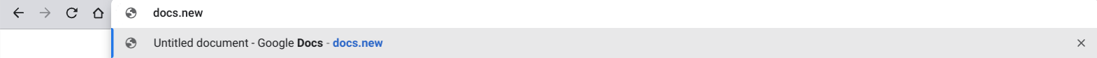 A shortcut to opening a new Docs document