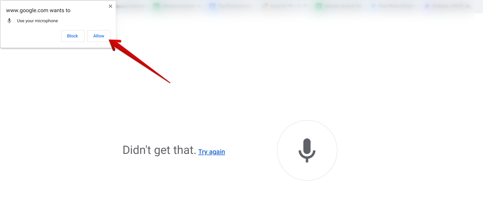 Allowing Google to use microphone