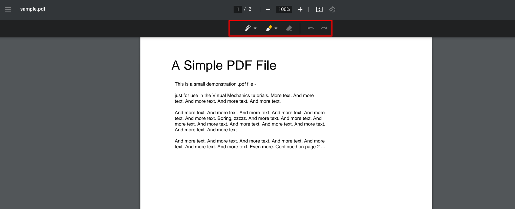 Annotation options in Chrome's PDF viewer