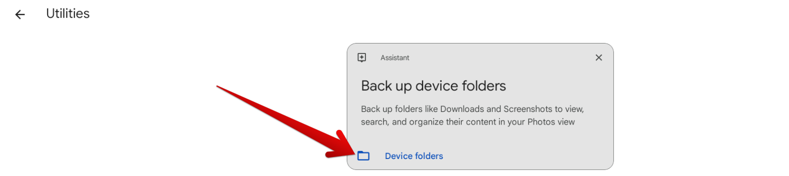 Clicking on "Device folders" next