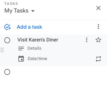 Creating a task in Google Calendar