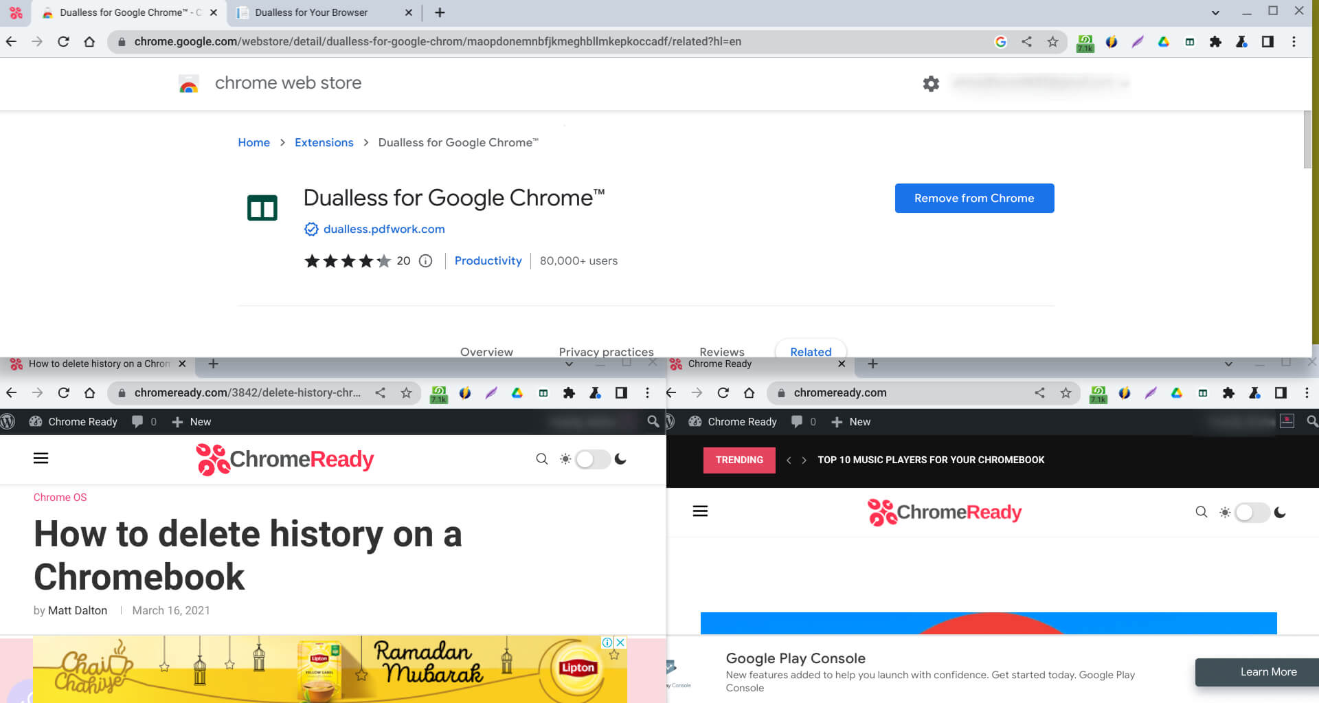 Dualless on Google Chrome