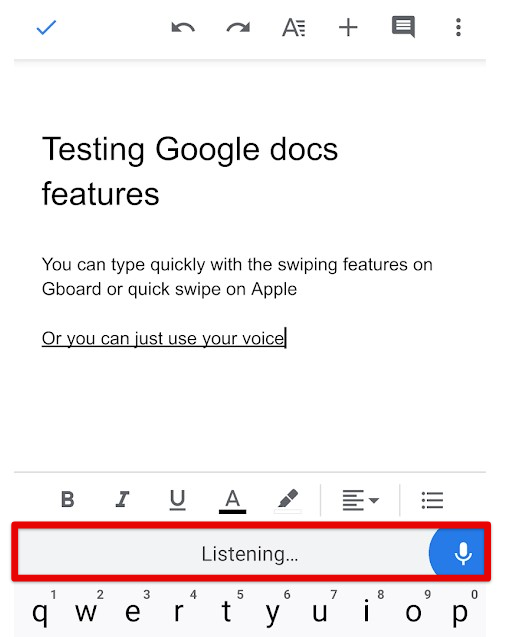 Google Docs mobile app