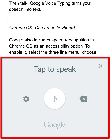 Google Docs voice typing on mobile
