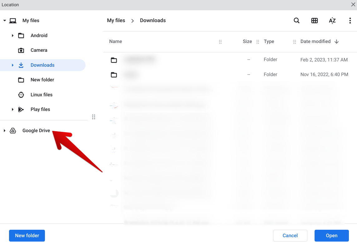 Selecting Google Drive as the download location