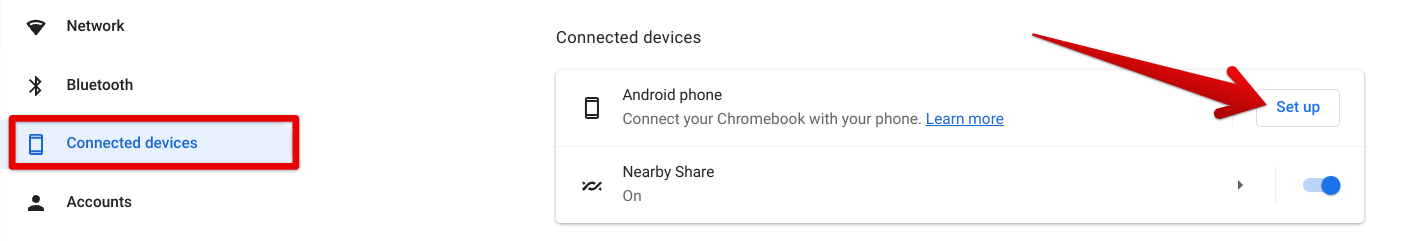 Setting up an Android phone with ChromeOS