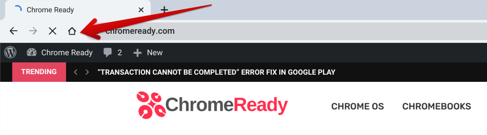 The "Go to home page" button in Google Chrome