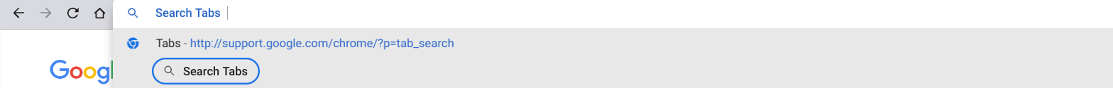 The "Tabs" shortcut in Chrome