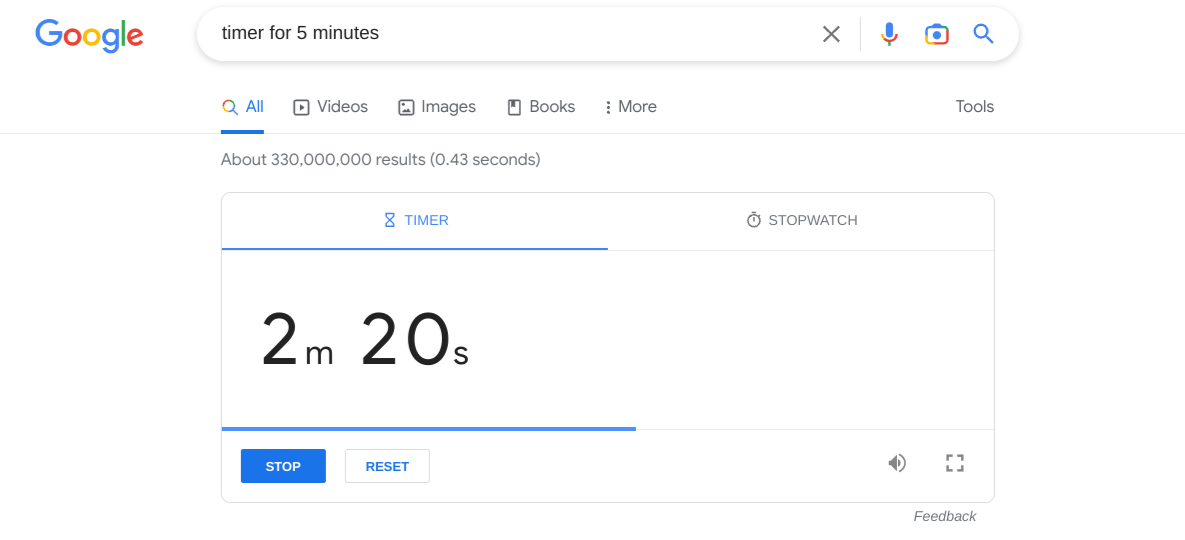 The timer feature of the omnibox in Chrome