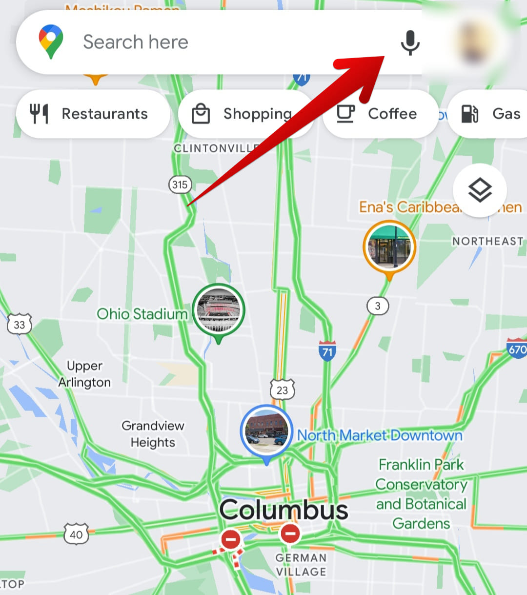 Using voice search with Google Maps